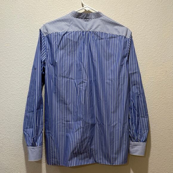 Theory Project Women's Blue White Striped Cotton Band Collar Shirt Size S - Picture 4 of 7
